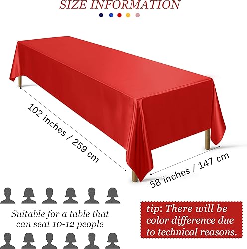 Miniatura 9 de Ruisita Mantel de satén para fiesta 58 x 102 pulgadas mantel rectangular de seda brillante mantel de tela lisa decoración de mesa para decoración de