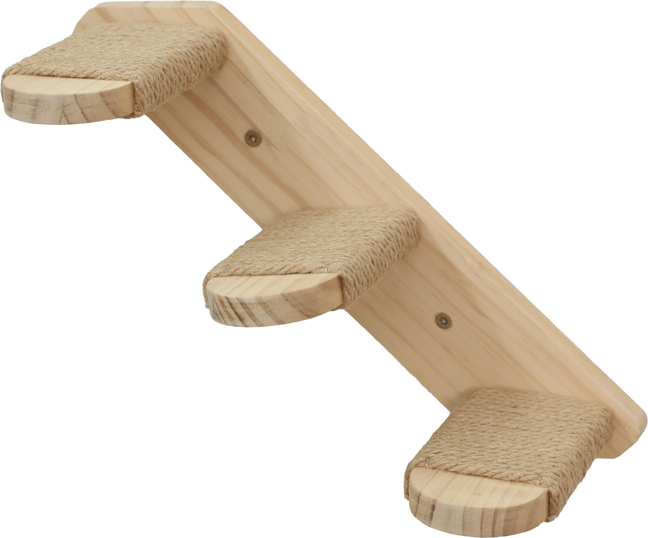 Drabina dla kota Timber, długość 38 cm, z jutą | Naturalny, 38 × 16,5 cm, drewno z naturalną jutą, możliwość montażu po obu stronach i obciążenie do 6 kg
