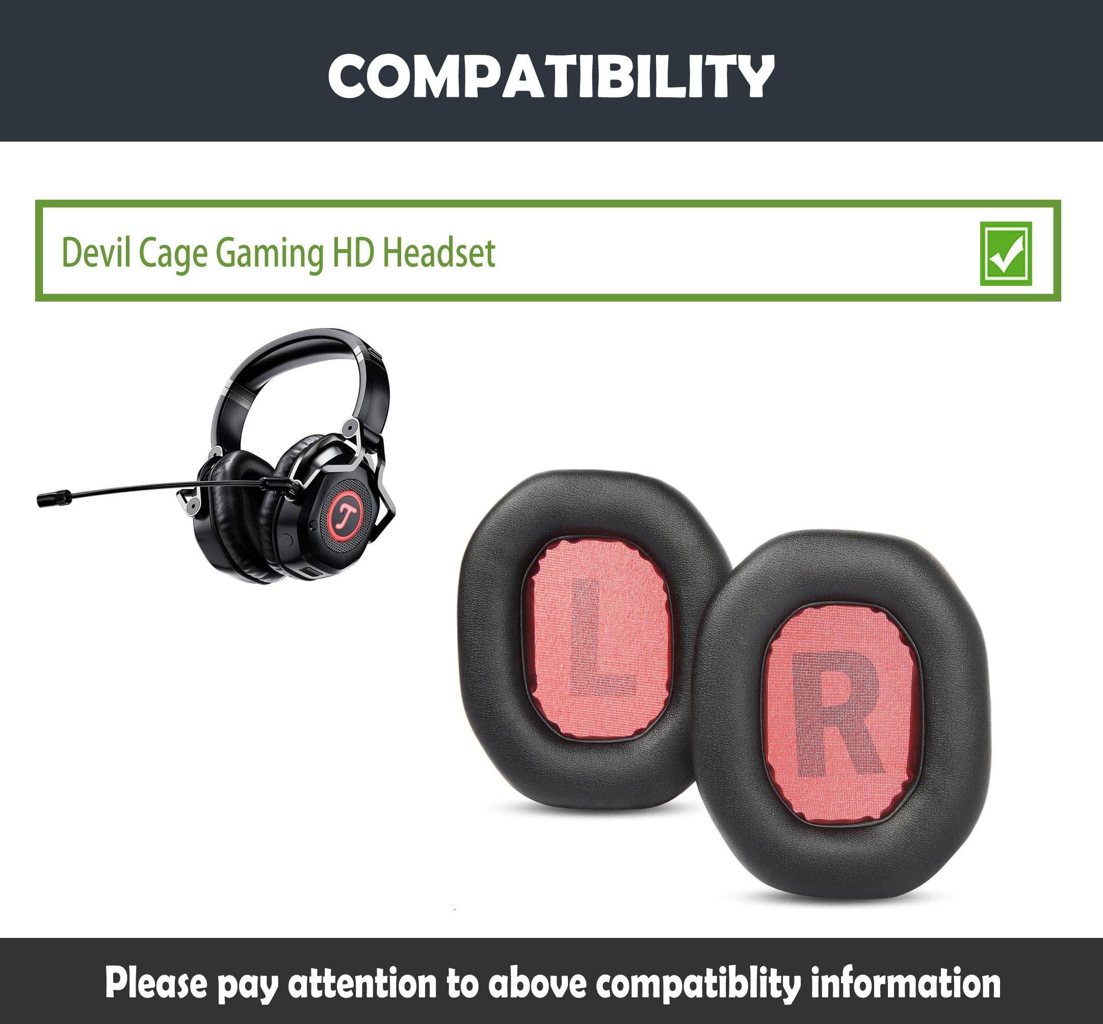 Teufel Cage Gaming HD Earpads and Headband Cushion for Teufel Cage Gaming HD Headset Ear cushions with Protein Leather and Memory foam - Image 2