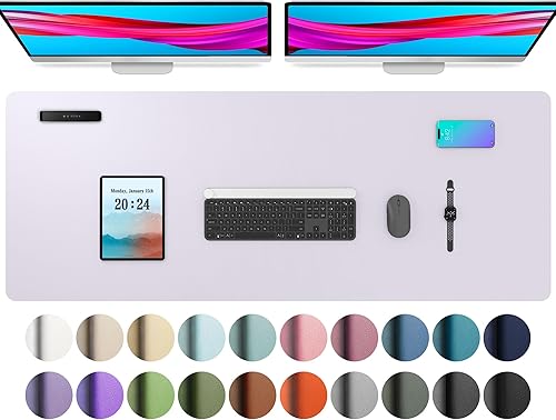 Miniatura 288 de Aothia Protector de escritorio de cuero, alfombrilla para mouse, alfombrilla de escritorio de oficina, antideslizante, de piel sintética, Agua,Azul