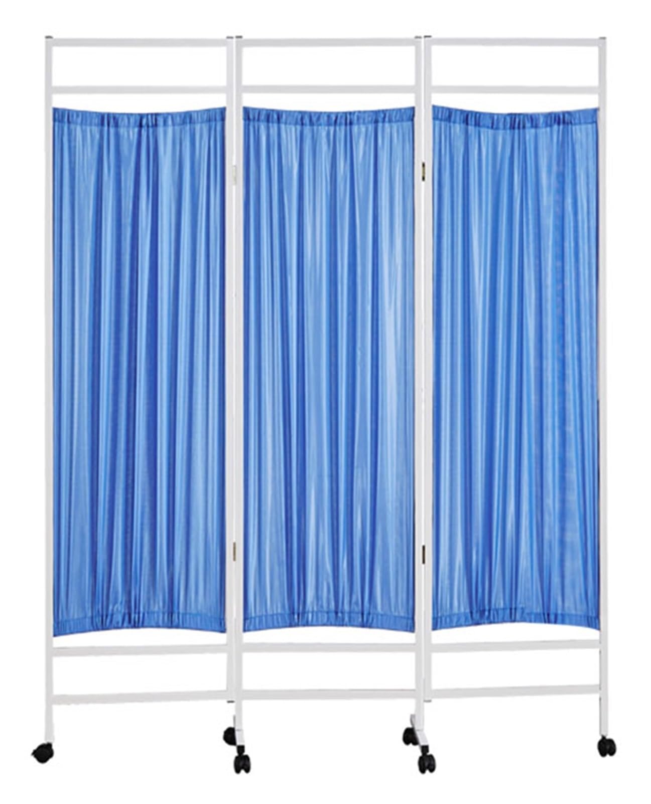 Medical Privacy Screen Portable, 3/4/5/6 Panel Indoor Temporary Room Partition Wall Fencing with Wheels, for Hospital/Clinic/Ward, Metal Iron Frame (Color : Blue, Size : 3 Panel-150cm Wide)