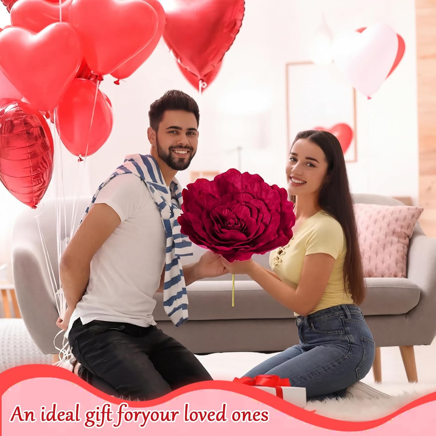 Norme 3 Pcs Derby Day Artificial Giant Flowers for Decoration 12, 16, 20 Inch Wedding Large Rose Petals Giant Flowers Large Burgundy Red Rose for Home Decor, Anniversary Birthday Valentine's Day