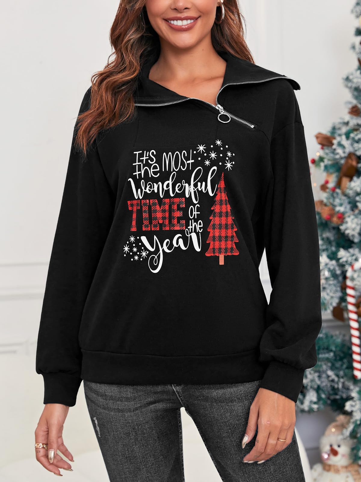 Sudadera con cremallera para mujer, cuello alto, manga larga, informal, holgada
