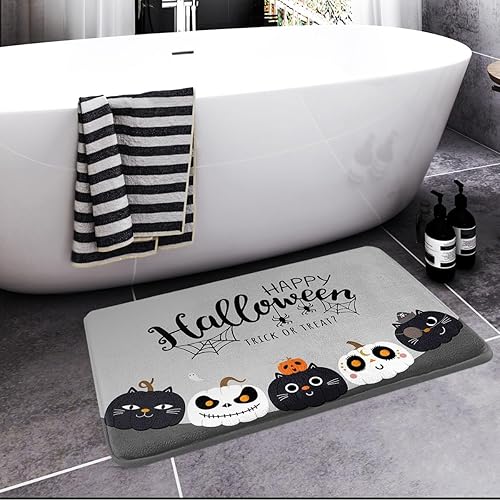 Miniatura 2 de Britimes Alfombra de baño para baño, Halloween, color negro, antideslizante, cubierta de suelo, alfombra de piso de 16 x 24 pulgadas, decoración de