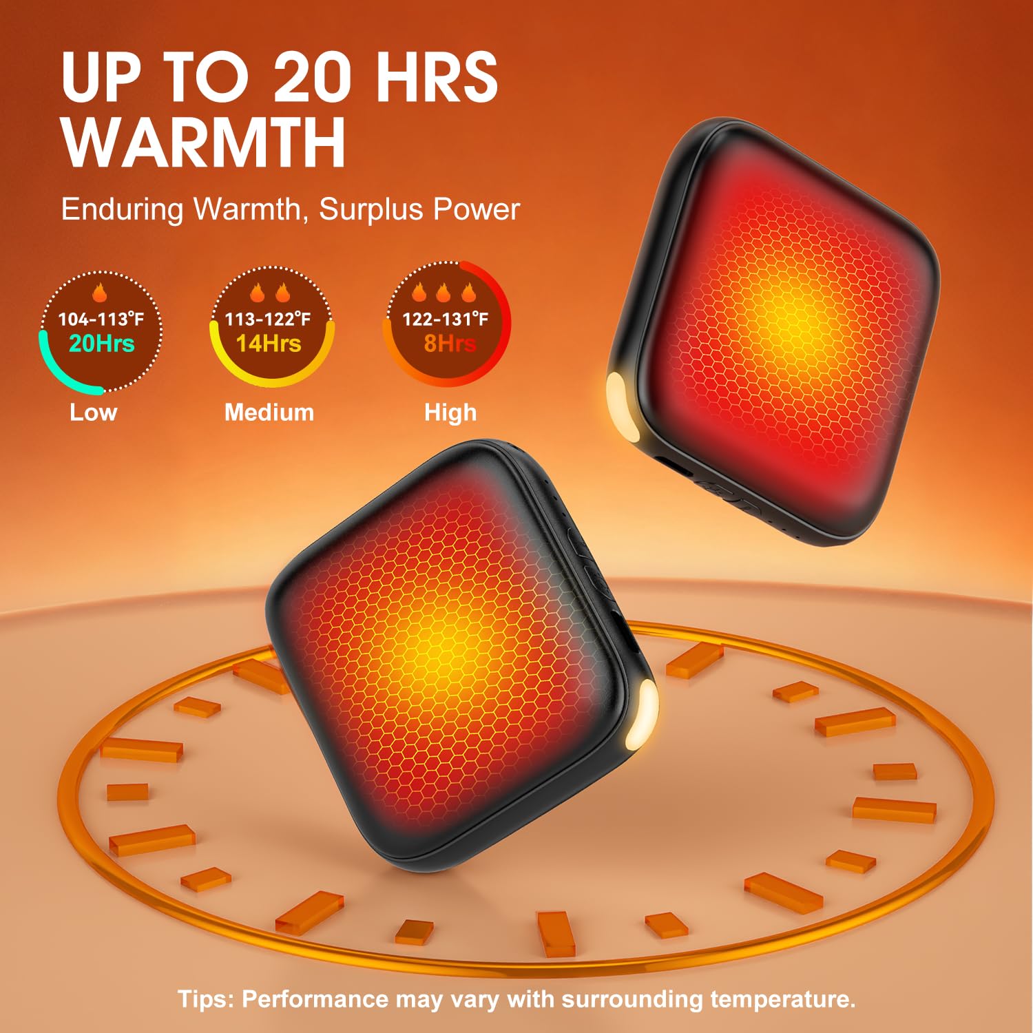 Hand Warmers Rechargeable 2 Pack - 6000mAh 3-Temp Fast Heating Electric Hand Warmers with LED Light, UL Certified Portable Pocket Heater, Hunting Essentials, Gifts for Christmas Men Women Teens(Black)