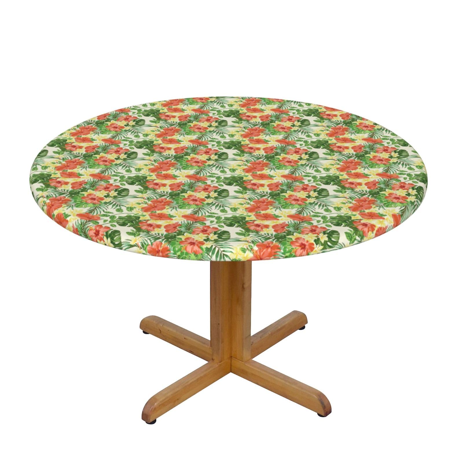 PPHGUT hojas tropicales y flores Print Round Tablecloth Family Table Cover Kitchen Wedding Party Everyday Outdoor