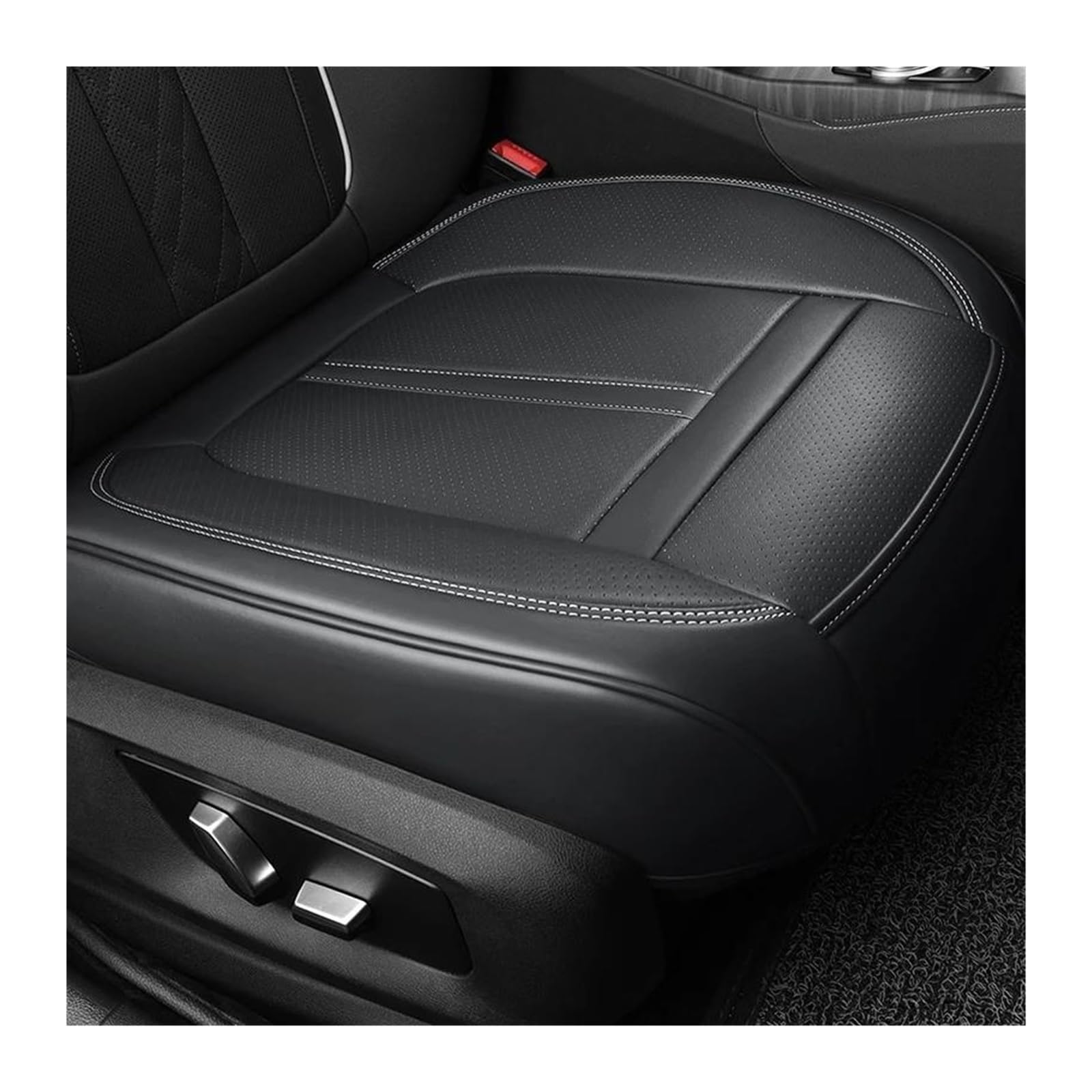 Housses de siège auto cuir PU haut de gamme avec coussin perforé noir - 6