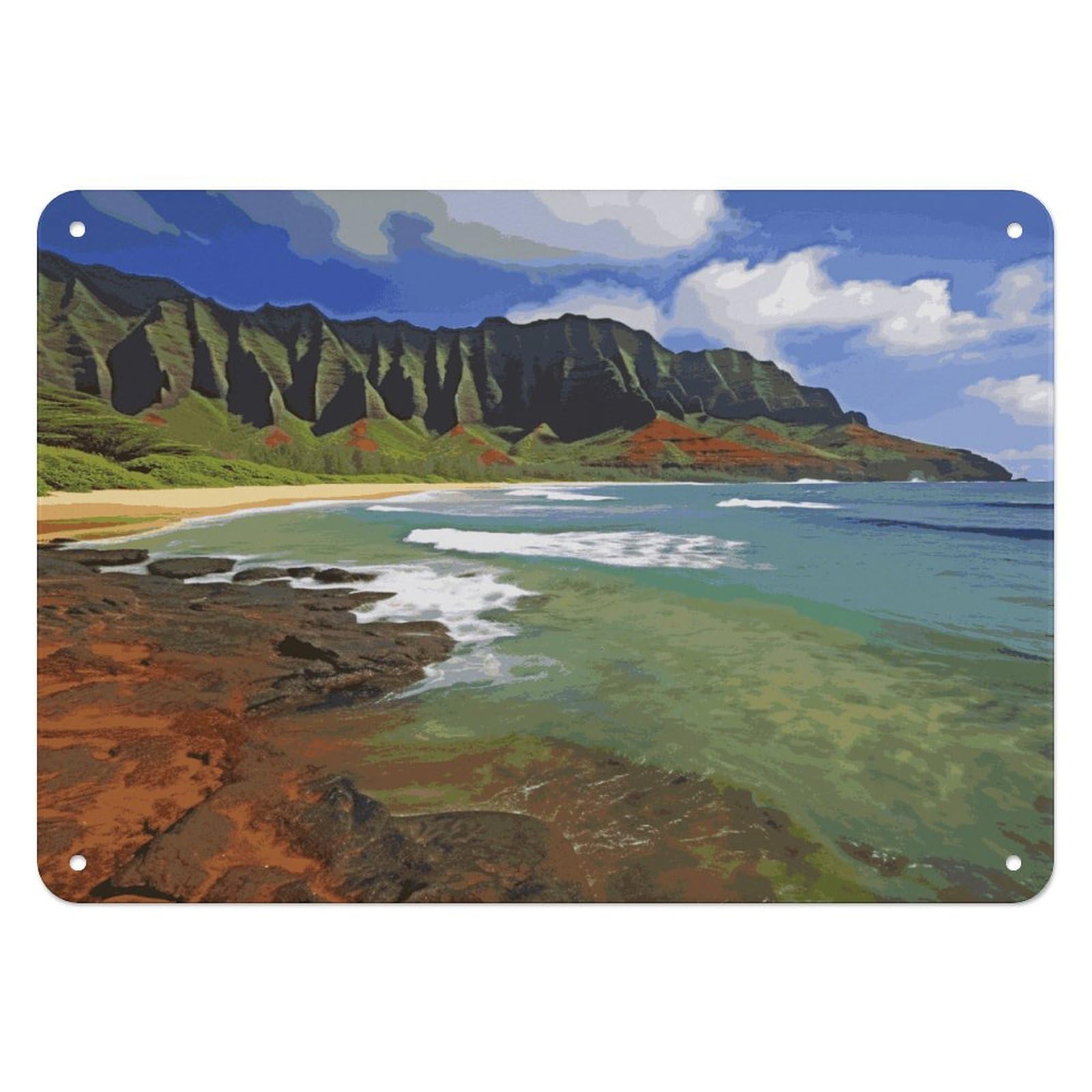 Kauai Hawaii Seashore Wall Decor Iron Painting Metal Sign
