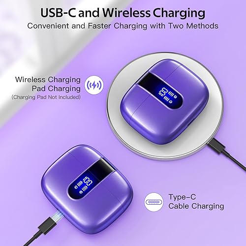 Vista 3 de TAGRY Auriculares Bluetooth Verdaderamente Inalámbricos 60H Reproducción Pantalla LED de Energía Auriculares con Estuche de Carga Inalámbrica IPX5