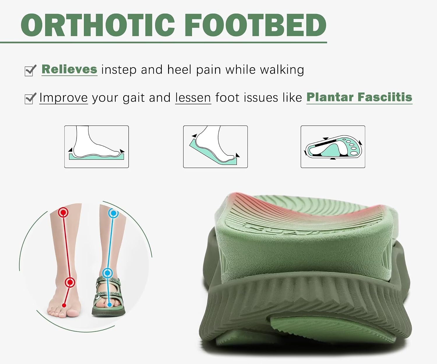  Womens Orthopedic Walking Sandals with Comfortable Arch Support | Relief Plantar Fasciitis Summer Outdoor Hiking Recovery Adjustable Strap Athletic Chunky Cushion Shoes thumbnail