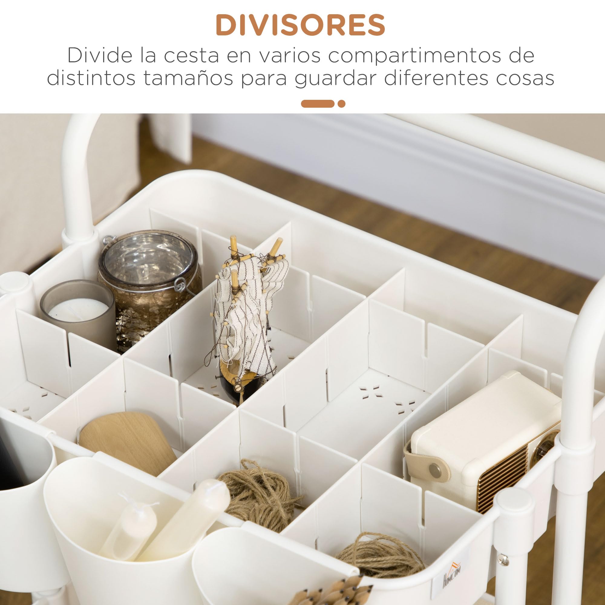 Carrito Auxiliar 3 Niveles HOMCOM - Con Ruedas, 3 Cestas De Malla Y 3 Cajas Colgantes, 42x38x86.5 Cm, Rosa