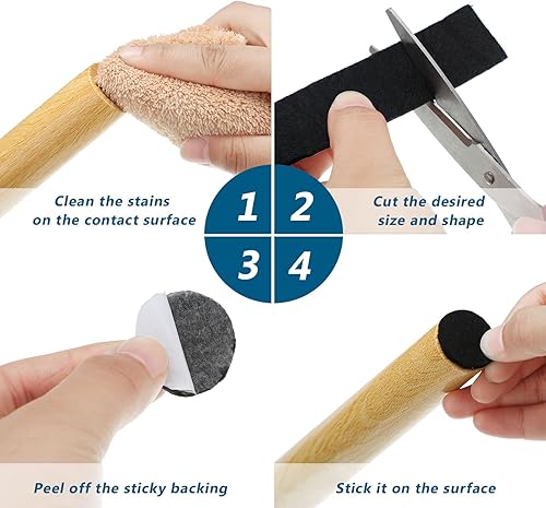 Vista 45 de Shappy Paquete de 2 tiras de fieltro con parte trasera adhesiva, rollo de cinta de fieltro, antideslizantes, autoadhesivas, para proteger suelos