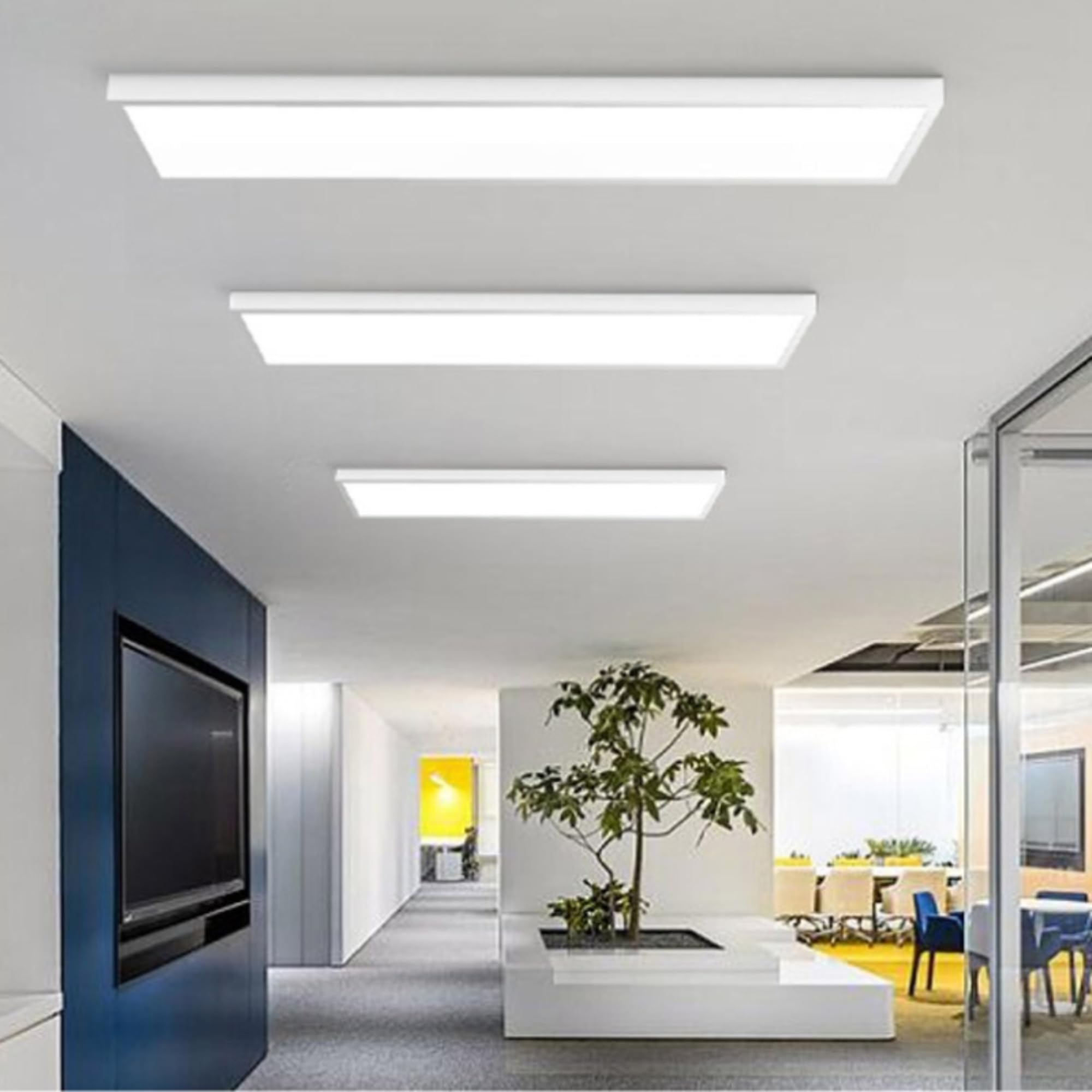 Jandei - Pack x8 Panneau plafonnier LED de surface rétro-éclairé 120 x 30 cm, puissance 60 W, 5 000 lumens, cadre blanc, driver inclus... (blanc neutre 4200k)