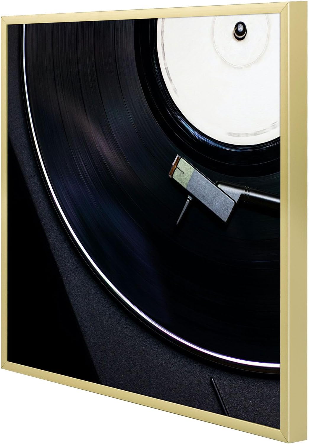 Golden State Art, Aluminum Album Frames Display 12.5x12.5 Vinyl Record, Brushed Metal Finish Records Frame, Acrylic Glass Front, for 12'' Album cover (2 Pack Gold)