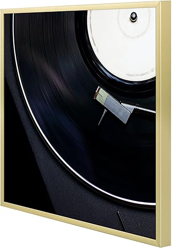 Miniatura 2 de Golden State Art, Marcos de aluminio para álbumes de 12.5 x 12.5 pulgadas, marco de discos con acabado de metal cepillado, parte delantera de vidrio