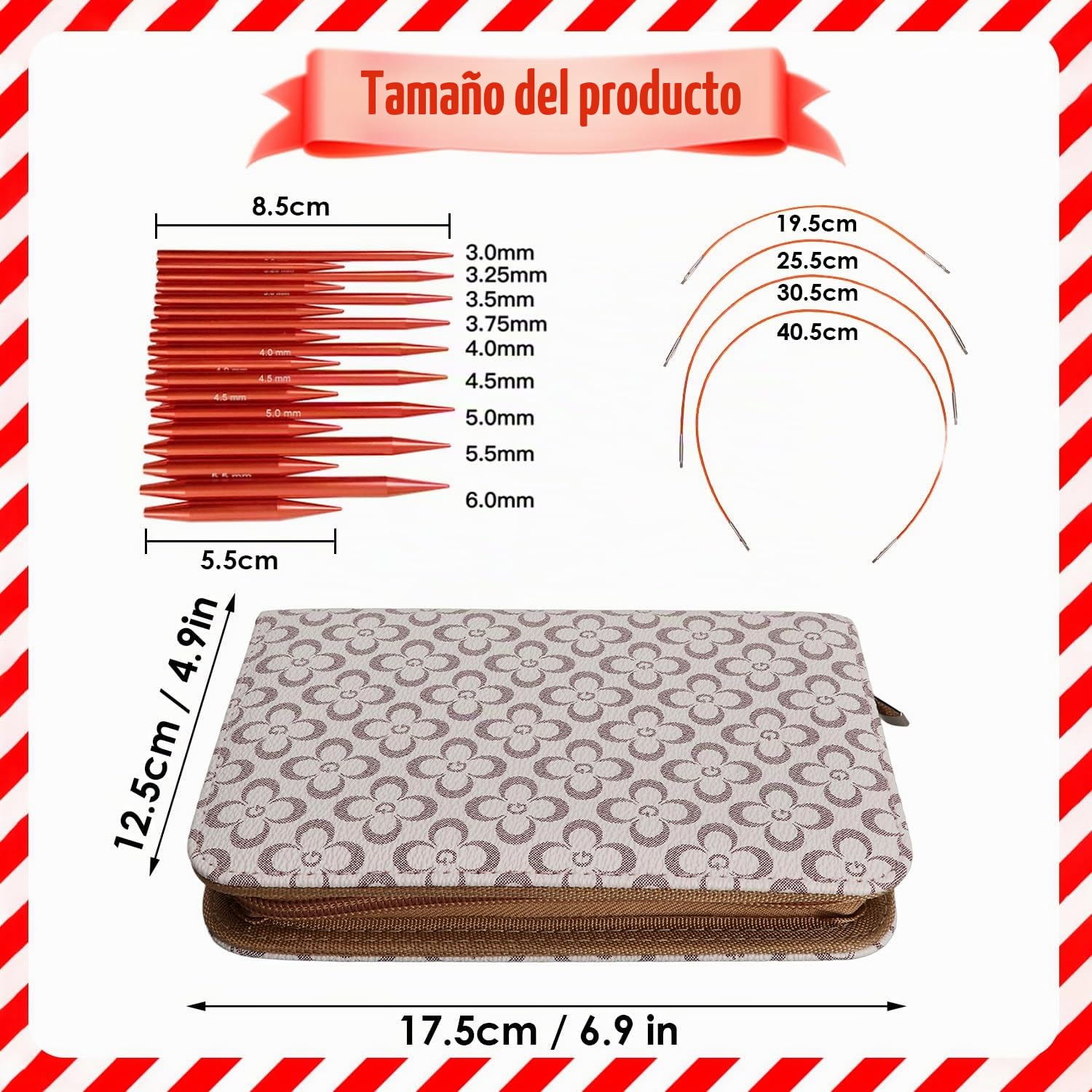 Tissting Juego de Agujas Circulares Intercambiables, 9 Pares Agujas de Tejer Circulares 3 to 6mm Aluminio Juego de Agujas Ganchillo Extraíbles con Estuche, Aguja para Principiantes Tejer a Mano DIY