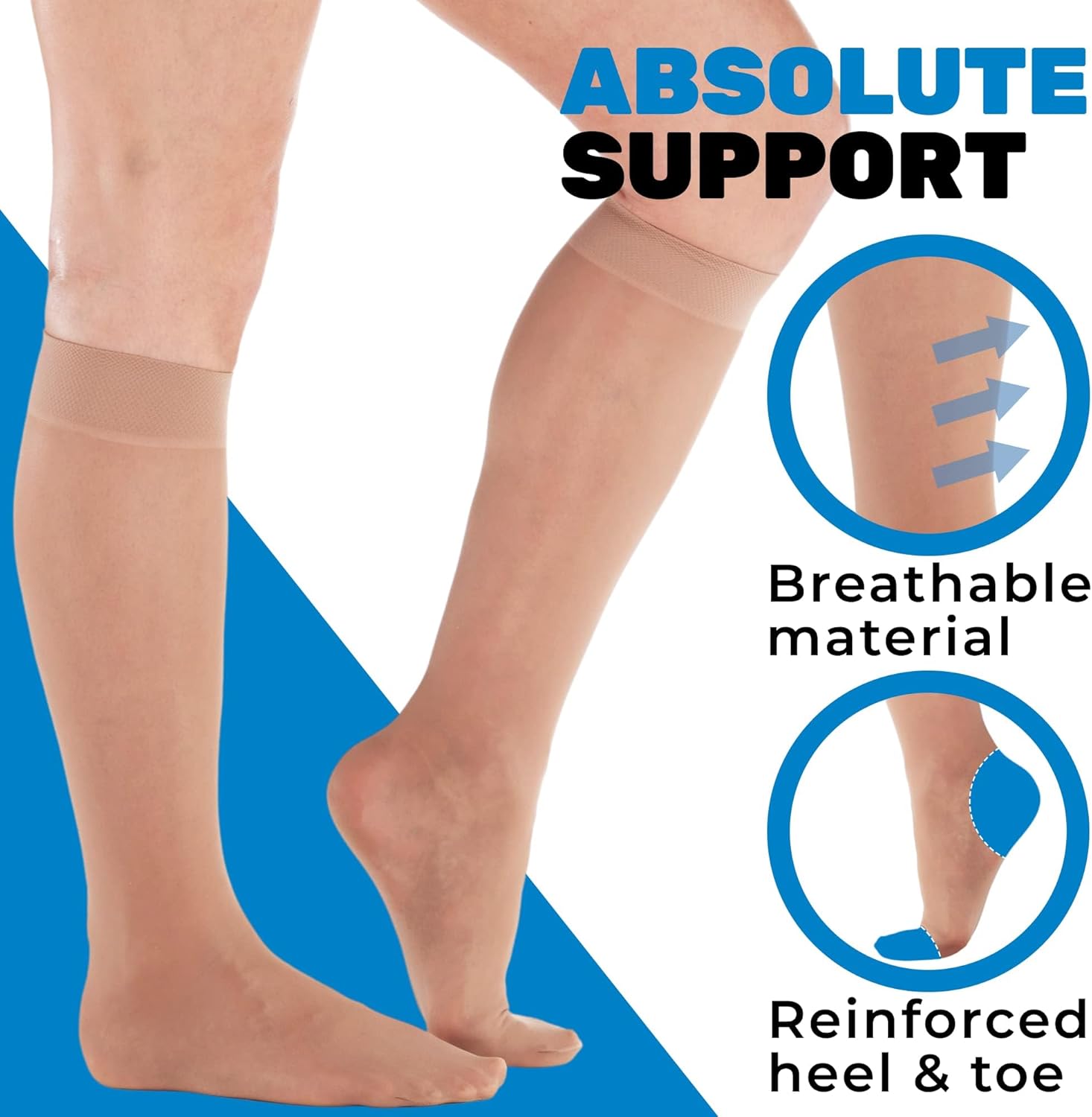 Made in USA - Sheer Compression Socks for Women 8-15 - Support Stockings - A107 - Image 4