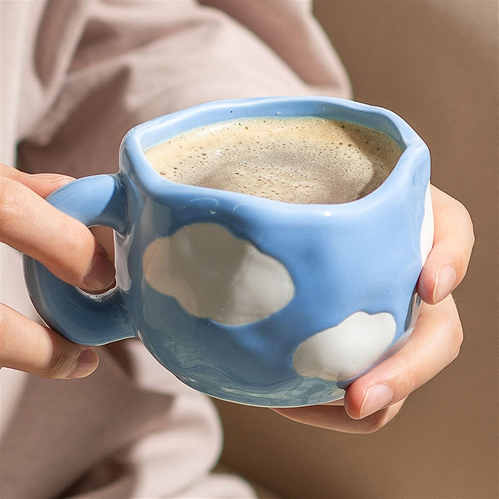 Tazas de cafe Taza de café de cerámica con flores pintadas a mano, taza de oficina en casa con plato, cuchara, desayuno, jugo de leche, taza con asa de té, juego de vasos Taza de café ( Color : 1 )