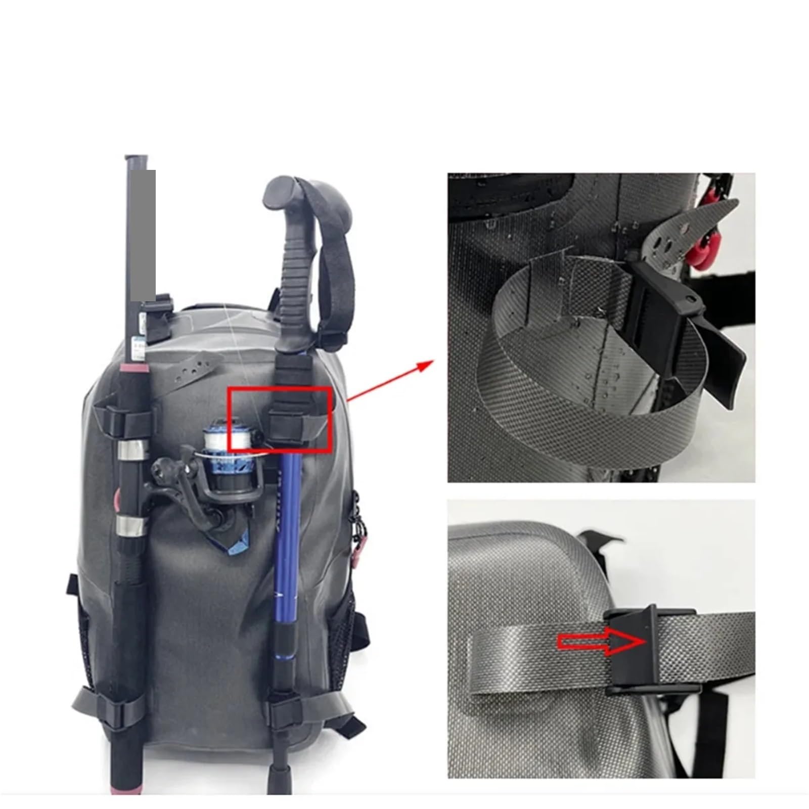 Funda para Caña de Pescar Mochila de Pesca 18 l, Resistente al Agua, con Bolsillo Acolchado Desmontable for Ordenador y Asas for Colgar