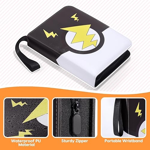 Miniatura 4 de FAMOMI Carpeta de tarjetas de 4 bolsillos, coleccionista de tarjetas coleccionables con 50 fundas extraíbles, 400 bolsillos para tarjetas portátil