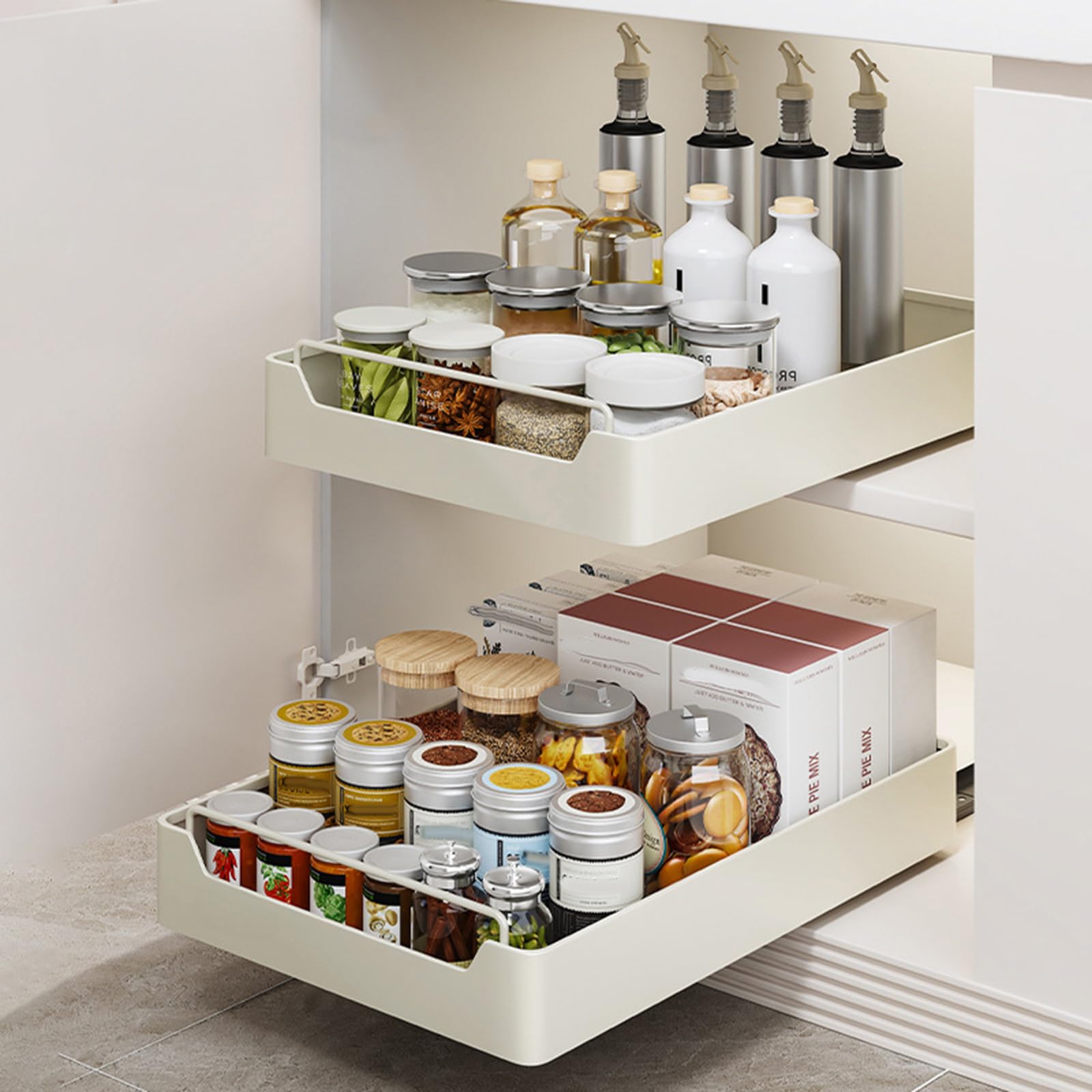 Slide Out Drawer Niwugady Telescopische Lade - Uitschuifbaar Keukenrek, 43x35x7 Cm, Geen Boren Nodig Keuken Lade Organizer