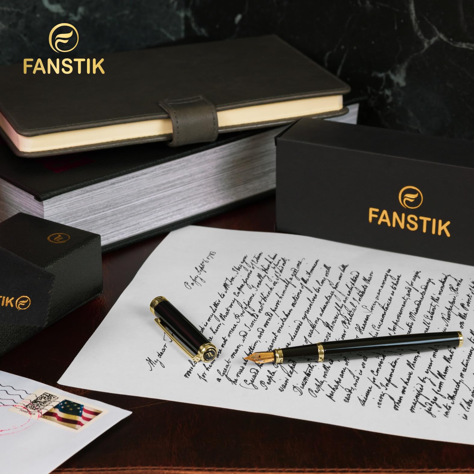 Black Gold Luxury fountain pen fancy gift set for women Real 24K Gold Plating Professional executive pen gift — view 2