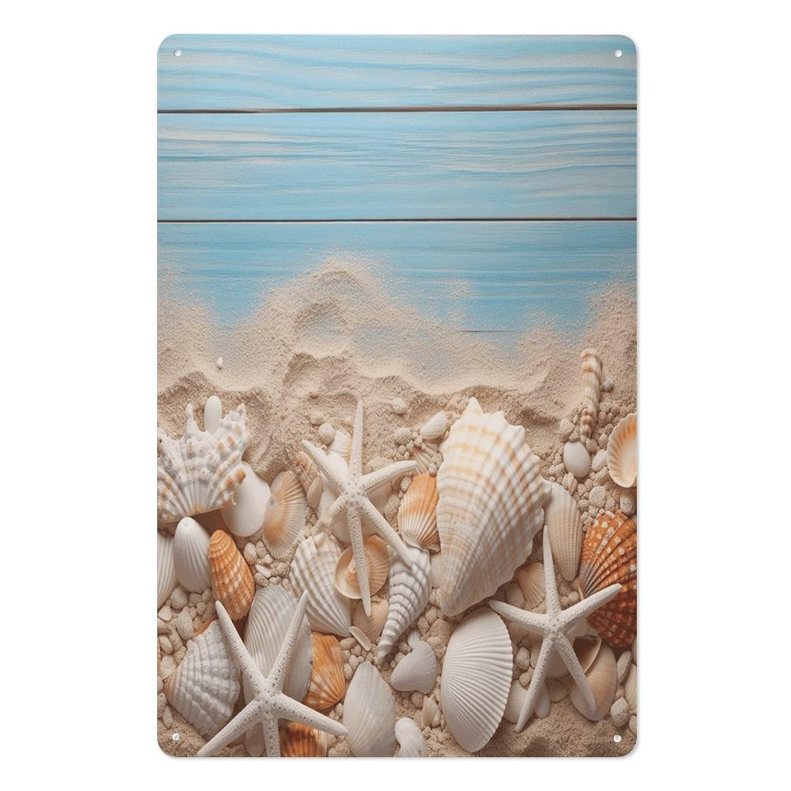 Adfgyerh Style Sea Shells And Starfish Tin Sign Hanging Art Prints,Wall Decor For Gifting And Party Decoration 7.9X11.8 Inch,Wall Art For Home Garden Greenhouse Living Room Bedroom Yard