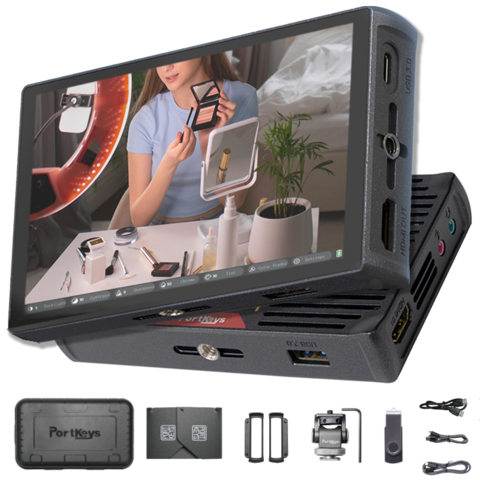 PortKeys PL5 4K HDMI Monitor de Tarjeta de Captura de Pantalla táctil con 360 ° Color Grader, Live Streaming Monitor, USB 3.0 de transmisión rápida,1920x1080p60 de Salida