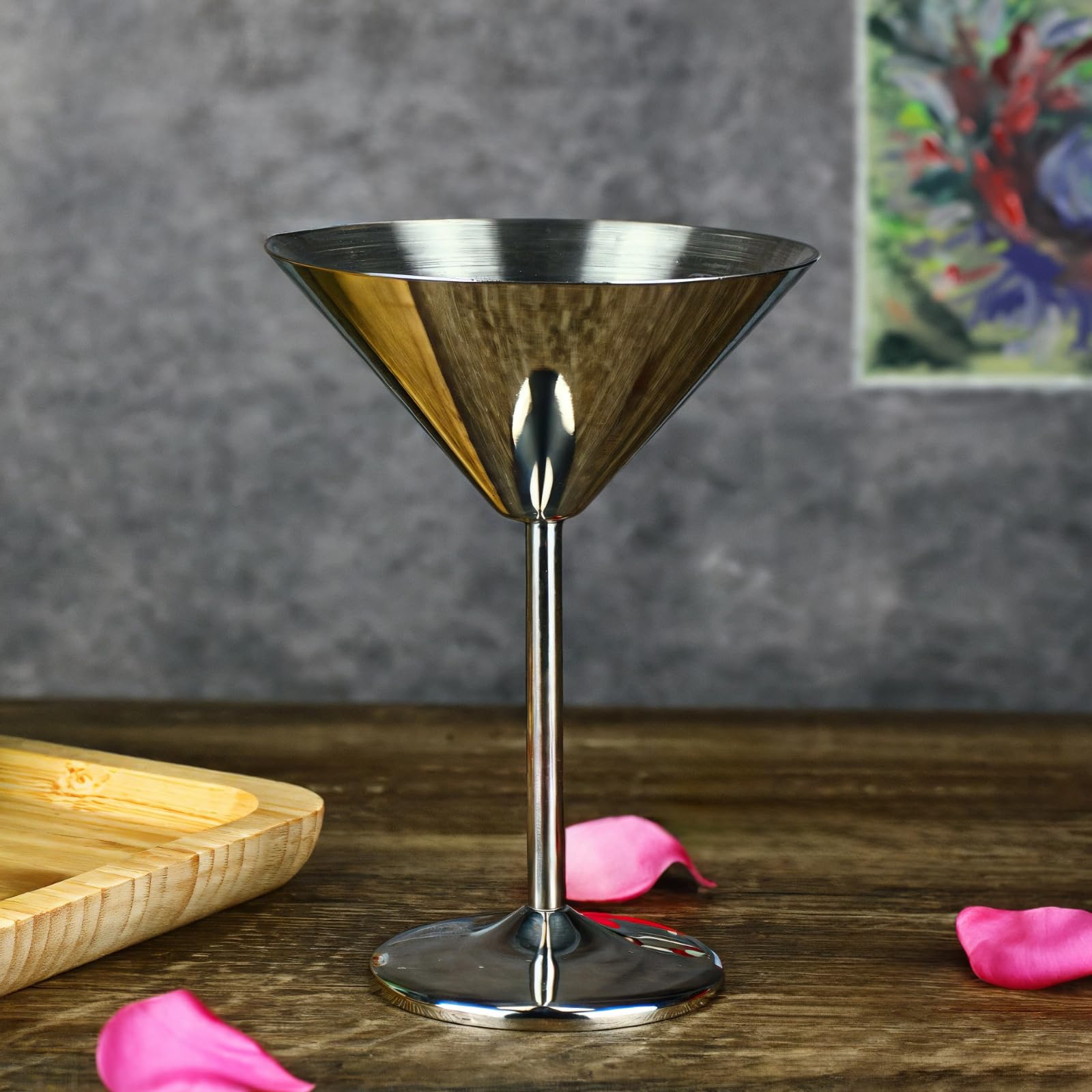 Juego de 4 copas de cóctel de acero inoxidable, copas de vino de metal irrompibles para restaurantes y fiestas, acero 304 resistente para bebidas frías
