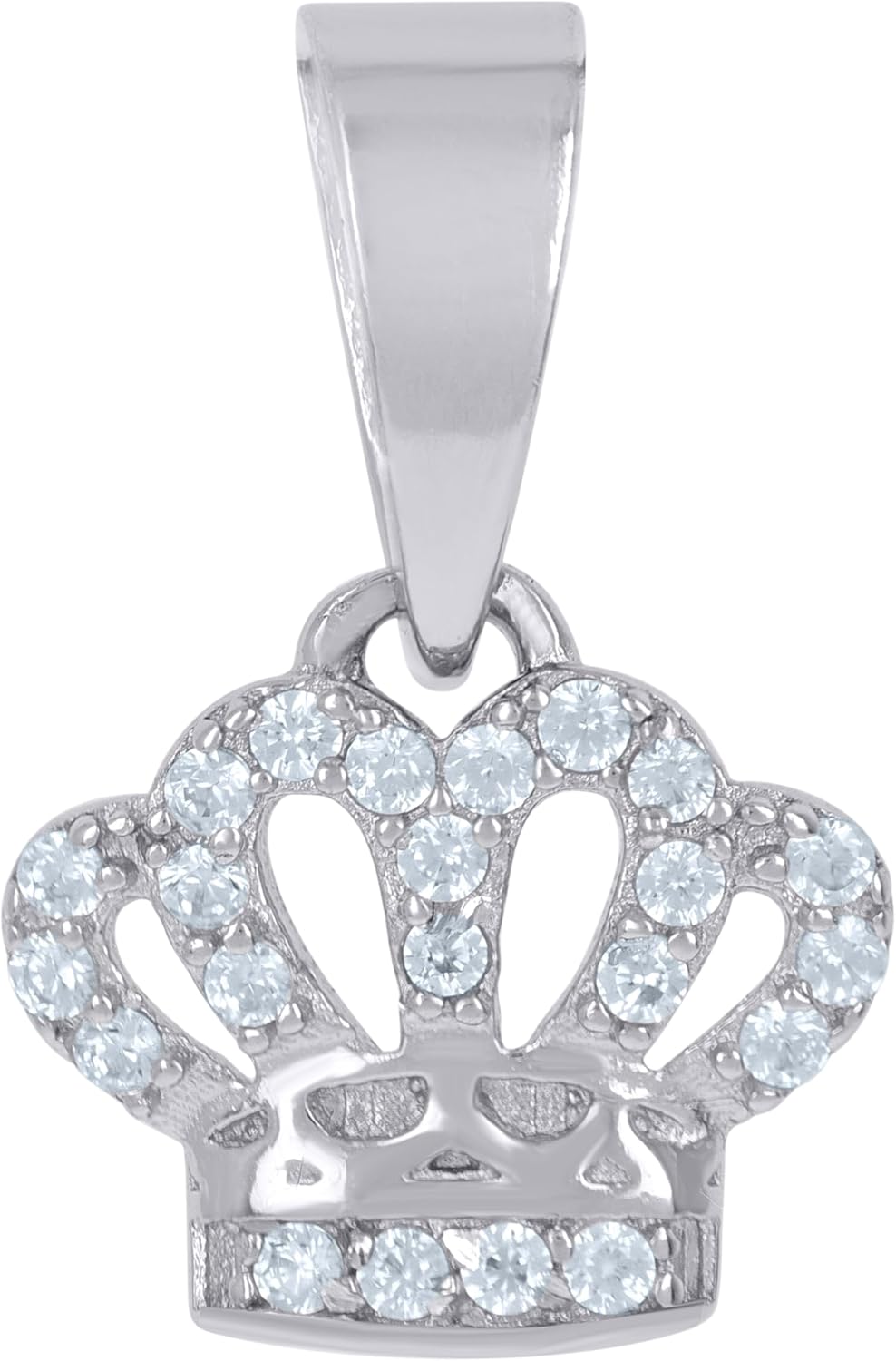 Jewels By Lux Sterling Silver Womens Cubic-Zirconia Crown Fashion Charm Pendant