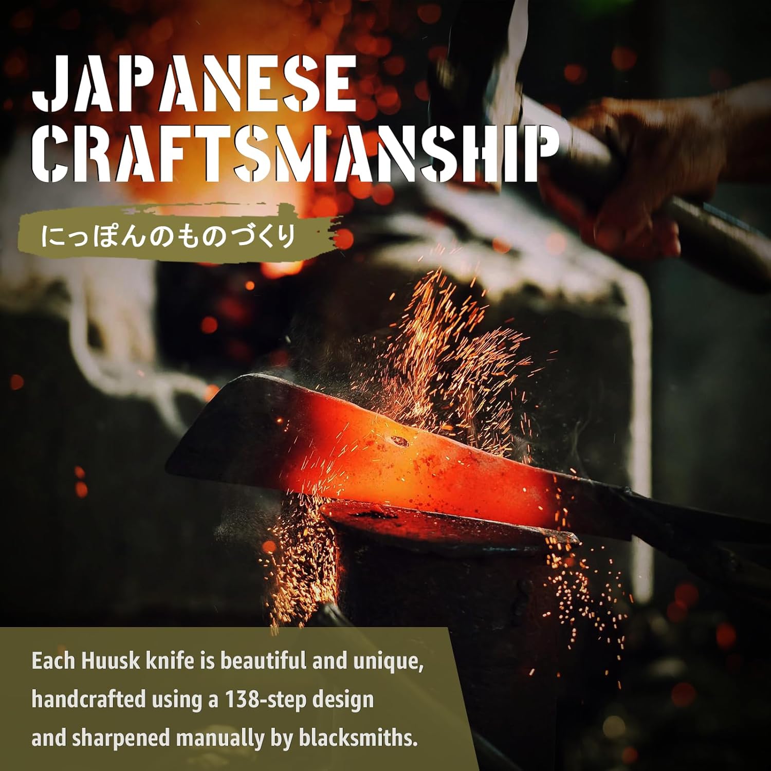 Huusk Japanese Fixed Blade Knife - Tanto Samurai Knife with Sheath - Full Tang Survival Knives with Wood Handle - Bushcraft knives for Outdoor Camping BBQ, Gifts for Men