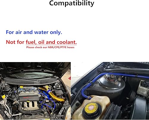 Miniatura 6 de Ucreative 18" 532" 316" 14" 516" 38" Kit de manguera de vacío de silicona automotriz de alto rendimiento 6 piezas 5 pies con 113 conectores de