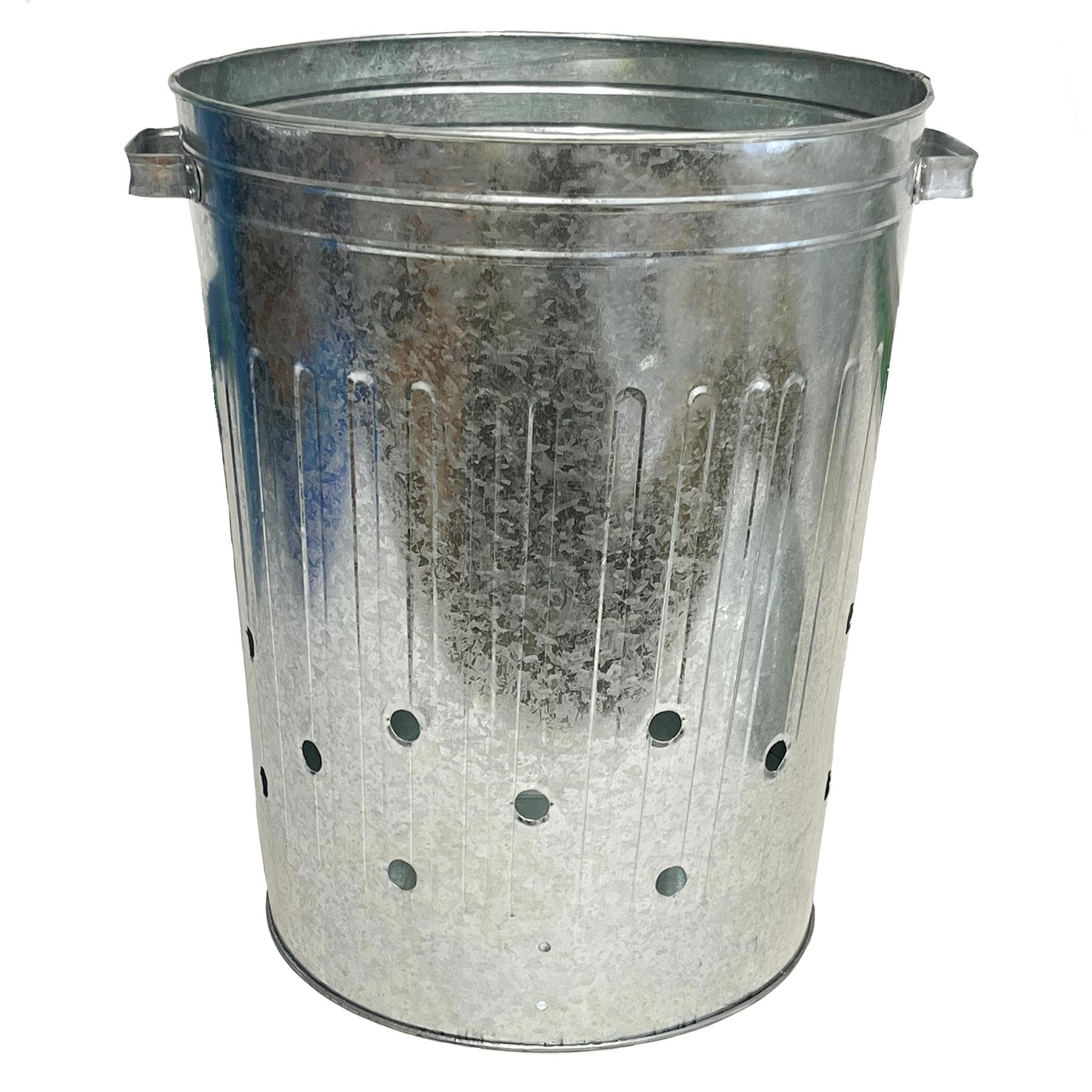 AB Tools Cubo incinerador galvanizado grande + tapa, quemador de residuos de hojas de jardín, 2 unidades