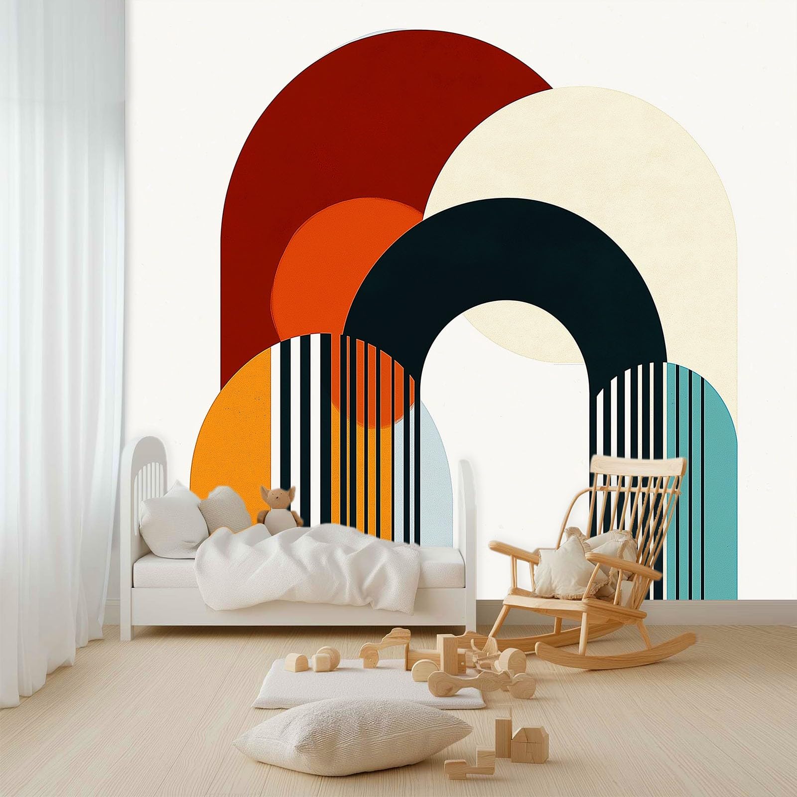 Générique 350 x 256 cm panoramiczna tapeta dla chłopców dziewcząt, czeska abstrakcyjna geometria plakat 3D, dekoracja ścienna premium do salonu, sypialni dorosłych, pokoju dziecięcego beżowy