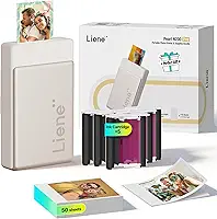 Liene Impressora fotográfica portátil Pearl N200 Pro, mini impressora instantânea para iPhone Smartphone, sublimação de tinta térmica, impressora de adesivos Bluetooth, 50 folhas, papel adesivo 5 x 3
