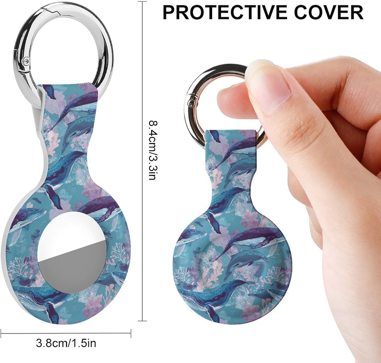 Whales and Dolphins Funny Cover Compatible with AirTag | Protective Case GPS Tracker Holder for Wallet Luggage Pets