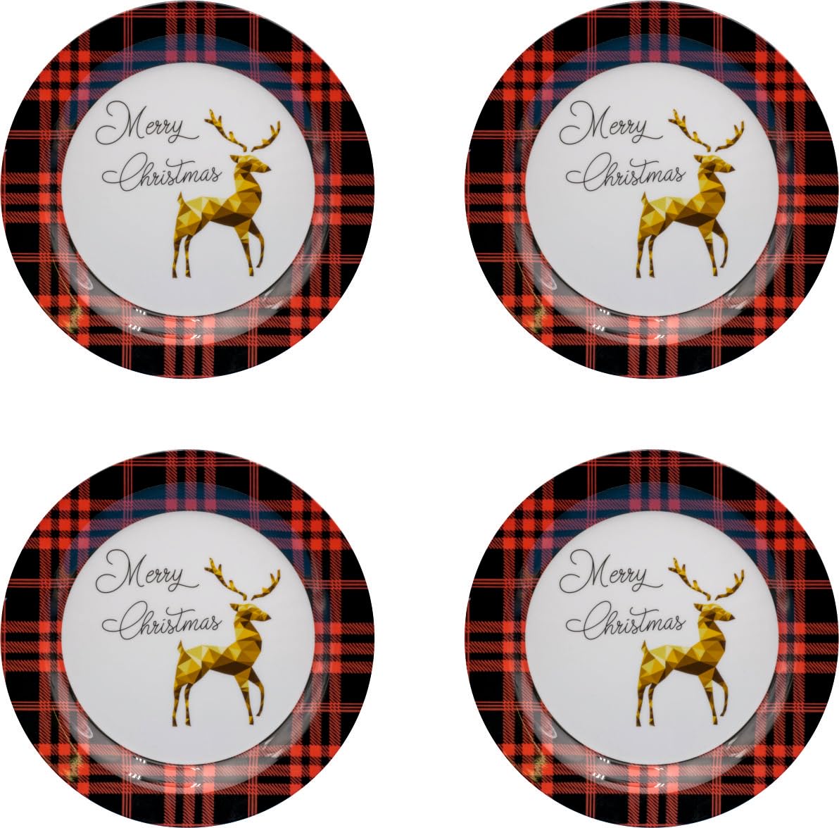 Assiettes De Noël Dekorah 28cm - Lot De 4, 350g Pièce, Fabriqué En Italie