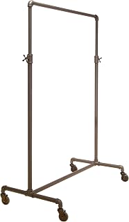 Only Mannequins® Pipe Series Commercial Quality Adjustable 2-Way Ballet Style Rolling Garment Clothing Rack, Anthricite Grey