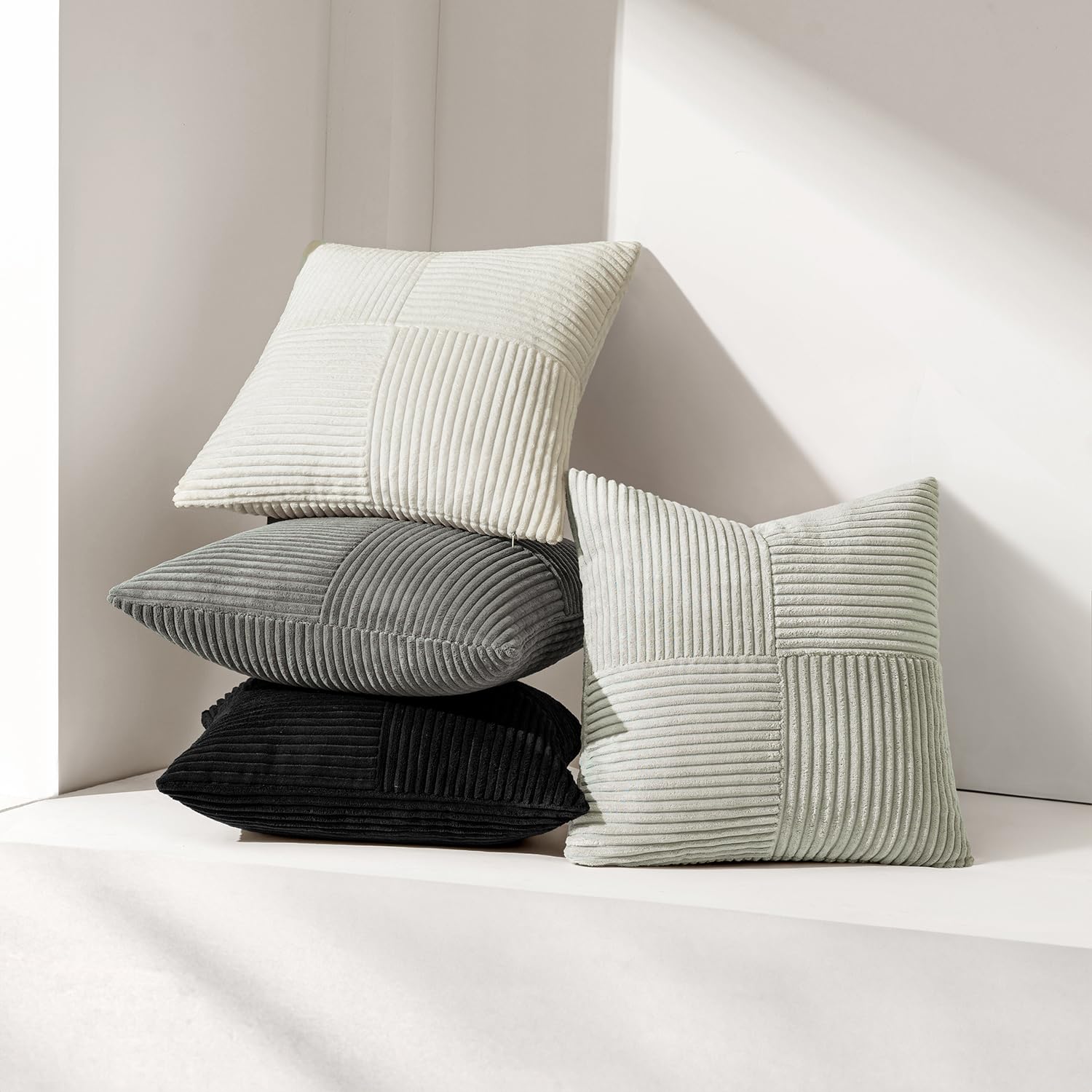 MIULEE Set of 2 Cushion Covers 40x40cm Dark Grey Pillow Cases Sofa Modern Soft Decorative Couch Cushions With Hidden Zip - Image 3