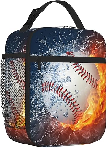Miniatura 2 de Cool Fire Fiambrera de béisbol con aislamiento térmico para niños y niñas, contenedor pequeño reutilizable para niños, mujeres y hombres, lonchera