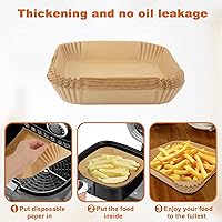 Vista 5 de Forros de papel para freidora de aire, 125 forros desechables para freidora de aire de 5 a 8 cuartos de galón, papel pergamino cuadrado