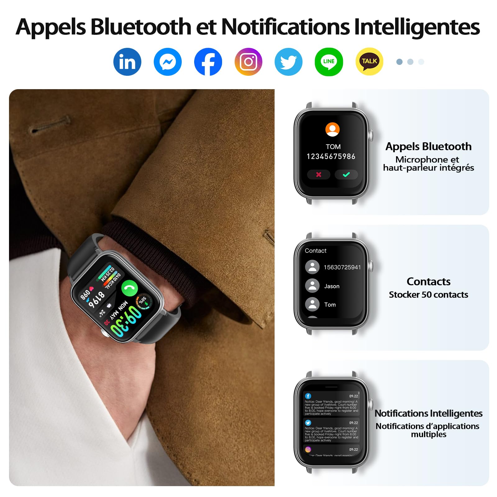 Montre Connectée Homme Femme avec Appel Bluetooth | 1,85'' HD Smartwatch avec Sommeil Fréquence Cardiaque SpO2 Podomètre,112+ Modes Sportifs Montre Étanche IP68,pour Android iOS