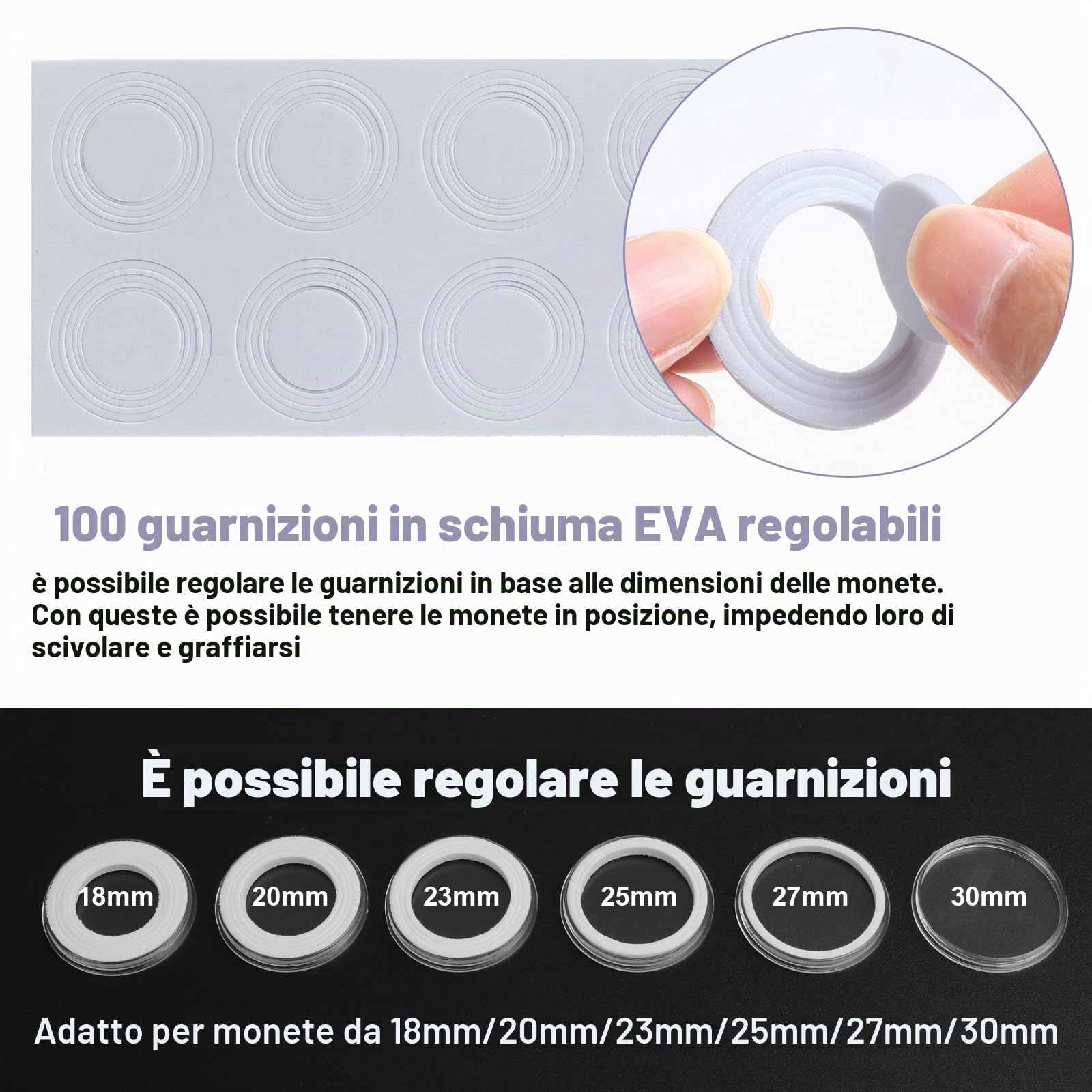 Capsule per Monete, Scatola per Raccolta di Monete in Legno, Portamonete da Collezione, Portamonete in Legno per Collezionisti 18mm, 21mm, 25mm, 27mm, 30mm (100 Capsule per Monete)