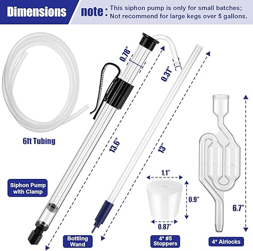 Miniatura 2 de Saillong Sifón para elaboración de vino, bomba de sifón con 6 pies de tubo, varita de embotellado, abrazadera, esclusa de aire de burbujas y tapón