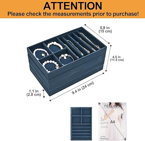 Miniatura 2 de ProCase Bandejas organizadoras de joyas apilables para cajones, insertos de cajones de joyas, contenedor de almacenamiento para aretes, collares