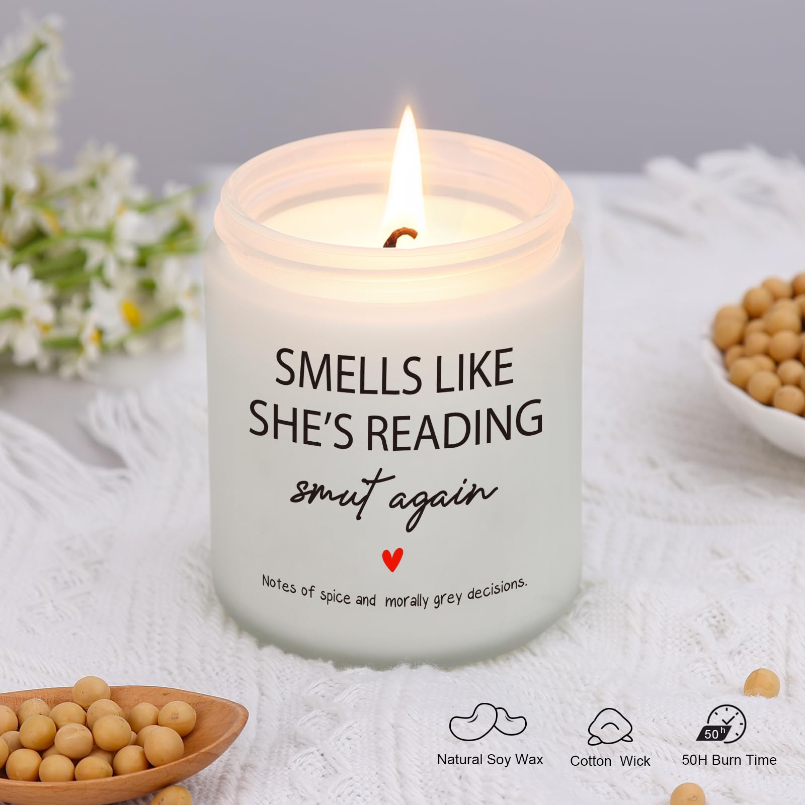 Book Lovers Gifts, Smutty Reading Gift for Bookworm, Librarian, Bookish Decor - Funny Birthday, Mothers Day Gifts for Book Lovers Women, Readers - Smut Candle