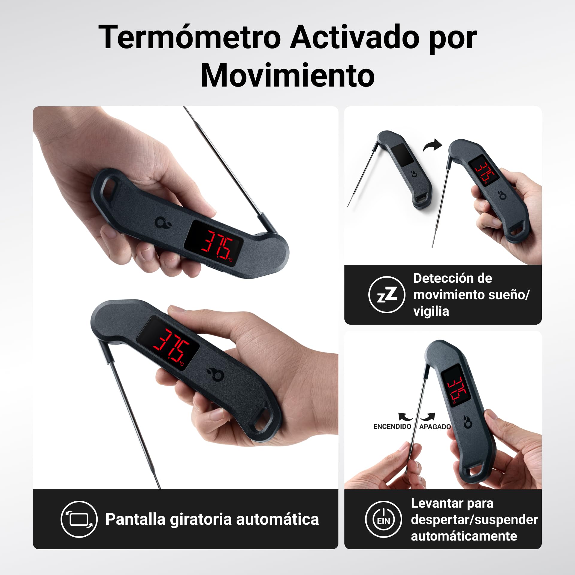 ThermoMaven F1 Stealth Termómetro de Cocina Digital para Carne, Lectura Instantánea en 1 s, Precisión Certificada NIST ±0,3 °C, Impermeable IP65, Pantalla LED Grande, Imán para BBQ, Horno y Plancha