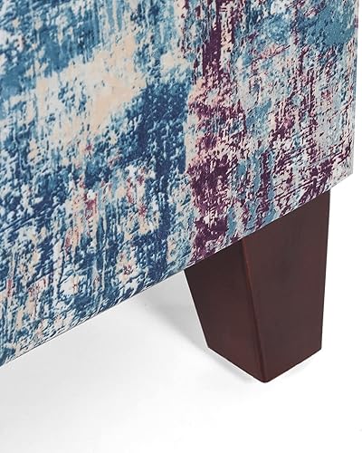 Miniatura 111 de Adeco Taburete de almacenamiento con diseño de escritura de tela, tapa con bisagras, patas de madera maciza, otomanas de 18 pulgadas de altura y 3D