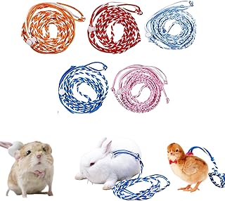 Baby Duck Leash Set Adjustable 5-Pack Harness Rope for Walking Small Animal Gerbils Rat Mice Bunnies Kittens Puppies Baby Pet Chickens (Version Without Bells,M(79