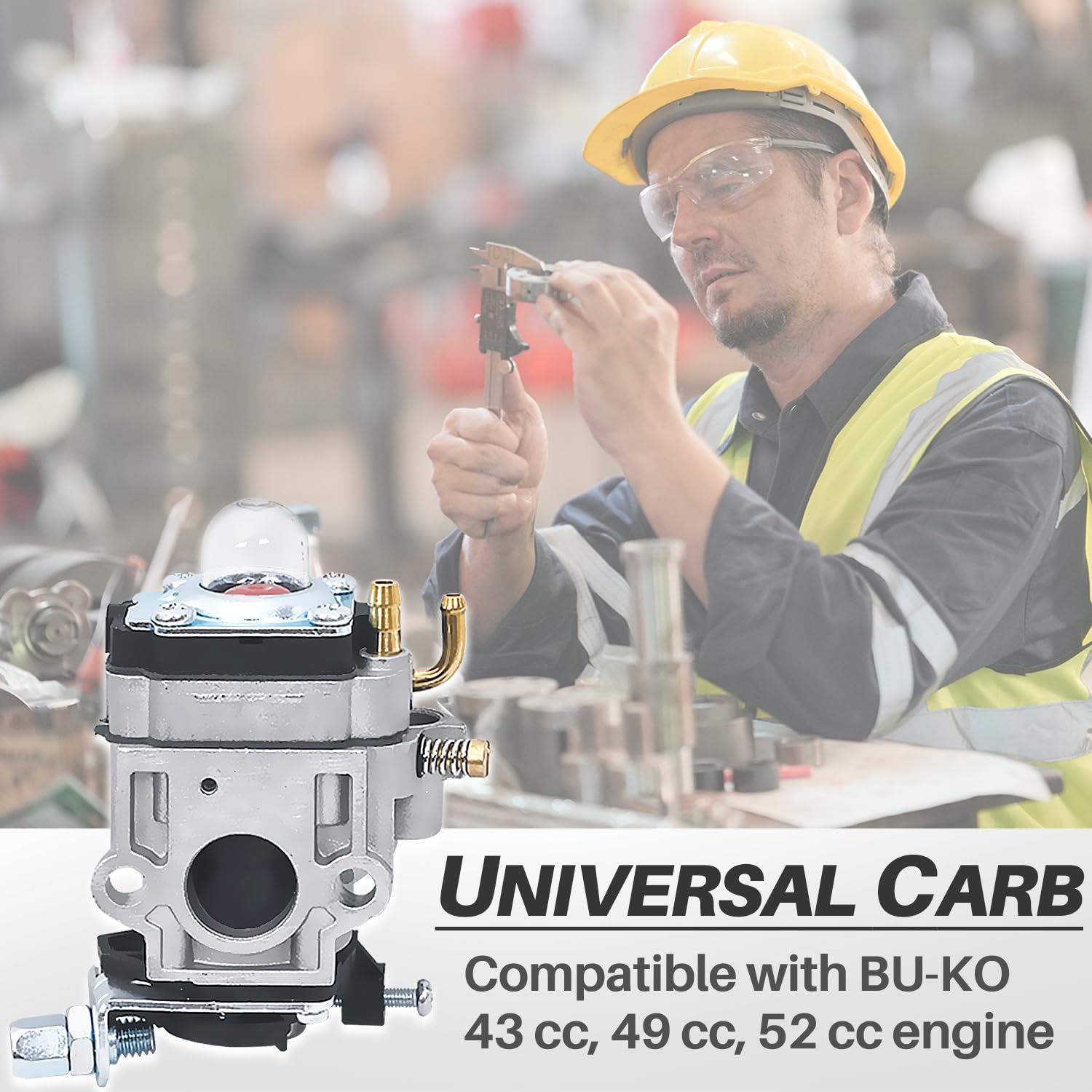 Kit Carburatore per 52cc 49cc 43cc Decespugliatore, JRISBO Motore Ricambi compatibile con BU-KO 52 CC Kit Carburatore include Carburetor, Guarnizione, Candela, Filtro Aria, Valvole